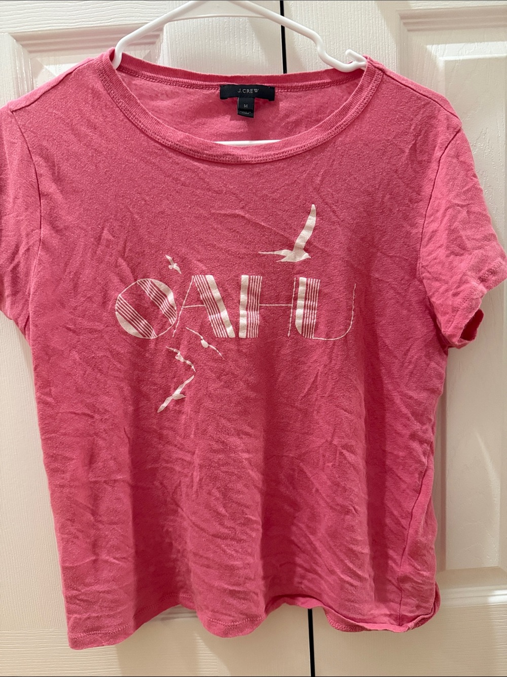 J. Crew Pink Graphic 'OAHU' Short-Sleeve Tee